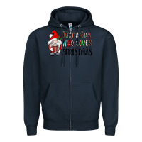 Navy just a girk who loves christmas Zipper Hoodie - CowhideDigitalArt