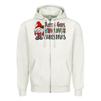Oatmeal Heather just a girk who loves christmas Zipper Hoodie - CowhideDigitalArt