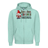 Seafoam just a girk who loves christmas Zipper Hoodie - CowhideDigitalArt