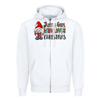 White just a girk who loves christmas Zipper Hoodie - CowhideDigitalArt
