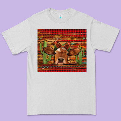 Western Christmas Cow Tumbler Premium Tee Designed By Jasminsmagicworld