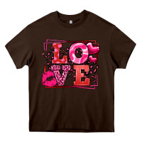 Chocolate Brown Love Valentine's Day leopard frame Heavy Core Tee - LillyAllenDesigns