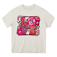 Cream Love Valentine's Day leopard frame Heavy Core Tee - LillyAllenDesigns