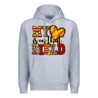 Heather Grey my heart is on that field softball Premium Hoodie - Jasminsmagicworld
