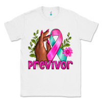White Previvor Breast Cancer Classic Tee - NancyCooperArtShop