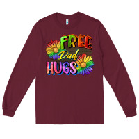 Burgundy Free dad hugs Long Sleeve Tee - CowGirlArtShop