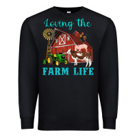 Black western loving the farm life barn cow pig rooster tractor wind wheel Premium Sweatshirt - Artiststas