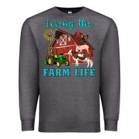 Charcoal Heather western loving the farm life barn cow pig rooster tractor wind wheel Premium Sweatshirt - Artiststas
