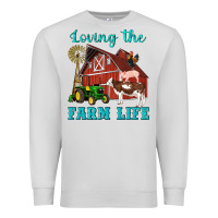 Dove Grey western loving the farm life barn cow pig rooster tractor wind wheel Premium Sweatshirt - Artiststas