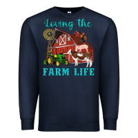 Navy western loving the farm life barn cow pig rooster tractor wind wheel Premium Sweatshirt - Artiststas