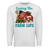 Oatmeal Heather western loving the farm life barn cow pig rooster tractor wind wheel Premium Sweatshirt - Artiststas
