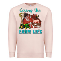 Pale Pink western loving the farm life barn cow pig rooster tractor wind wheel Premium Sweatshirt - Artiststas