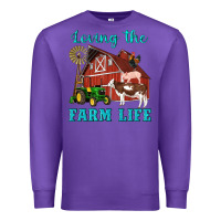 Purple western loving the farm life barn cow pig rooster tractor wind wheel Premium Sweatshirt - Artiststas