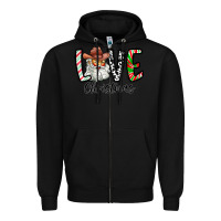 Black Love Christmas Santa Zipper Hoodie - CowhideDigitalArt