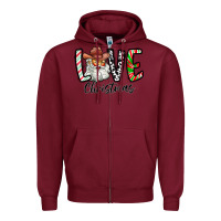 Burgundy Love Christmas Santa Zipper Hoodie - CowhideDigitalArt