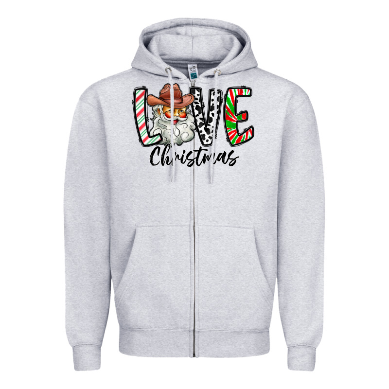 Love Christmas Santa Zipper Hoodie by CowhideDigitalArt | Teevron