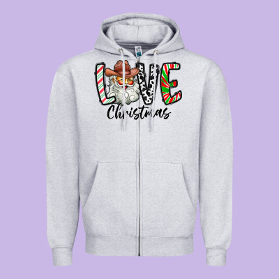 Love Christmas Santa Zipper Hoodie Designed By Cowhidedigitalart