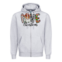 Heather Grey Love Christmas Santa Zipper Hoodie - CowhideDigitalArt