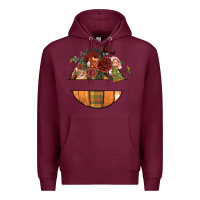 Burgundy customize floral pumpkin Premium Hoodie - BundleAndBundleShop