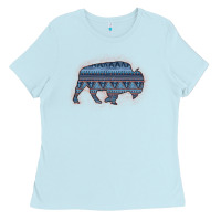 Baby Blue Bison Silhouette Blue Aztec Ladies Tee - Bettercallsaul