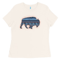 Bone Bison Silhouette Blue Aztec Ladies Tee - Bettercallsaul