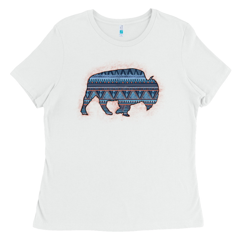 Bison Silhouette Blue Aztec Ladies Tee by Bettercallsaul | Teevron