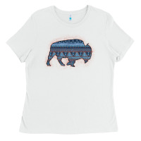 White Bison Silhouette Blue Aztec Ladies Tee - Bettercallsaul