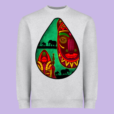 African Masks Teardrop  3 Heavyweight Sweatshirt Designed By Bundleandbundleshop