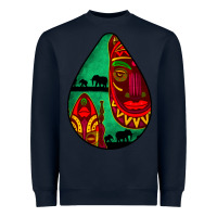 Navy african masks teardrop  3 Heavyweight Sweatshirt - BundleAndBundleShop