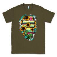 Army Green Illinois Map Sunflower Cactus Serape Classic Tee - RanaPortraitStore