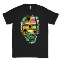 Black Illinois Map Sunflower Cactus Serape Classic Tee - RanaPortraitStore