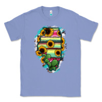 Colony Blue Illinois Map Sunflower Cactus Serape Classic Tee - RanaPortraitStore