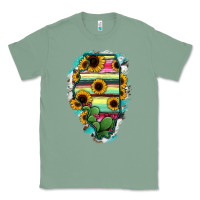 Sage Illinois Map Sunflower Cactus Serape Classic Tee - RanaPortraitStore