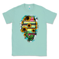 Seafoam Illinois Map Sunflower Cactus Serape Classic Tee - RanaPortraitStore