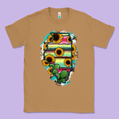 Illinois Map Sunflower Cactus Serape Classic Tee Designed By Ranaportraitstore