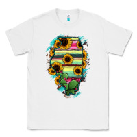 White Illinois Map Sunflower Cactus Serape Classic Tee - RanaPortraitStore