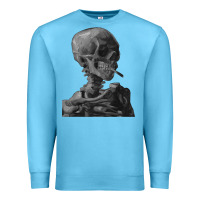 Ocean Blue Vincent Van Gogh Skull of a SkeletonVintage Halloween Skull Premium Sweatshirt - minhPixels