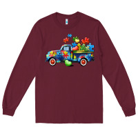 Burgundy Autism truck Long Sleeve Tee - CowGirlArtShop