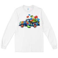 White Autism truck Long Sleeve Tee - CowGirlArtShop