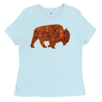 Baby Blue Bison Silhouette Red Skull Ladies Tee - Bettercallsaul