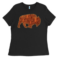 Black Bison Silhouette Red Skull Ladies Tee - Bettercallsaul
