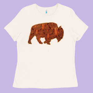Bison Silhouette Red Skull Ladies Tee Designed By Bettercallsaul