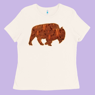 Bison Silhouette Red Skull Ladies Tee Designed By Bettercallsaul