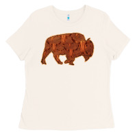 Bone Bison Silhouette Red Skull Ladies Tee - Bettercallsaul
