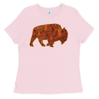 Bubblegum Pink Bison Silhouette Red Skull Ladies Tee - Bettercallsaul