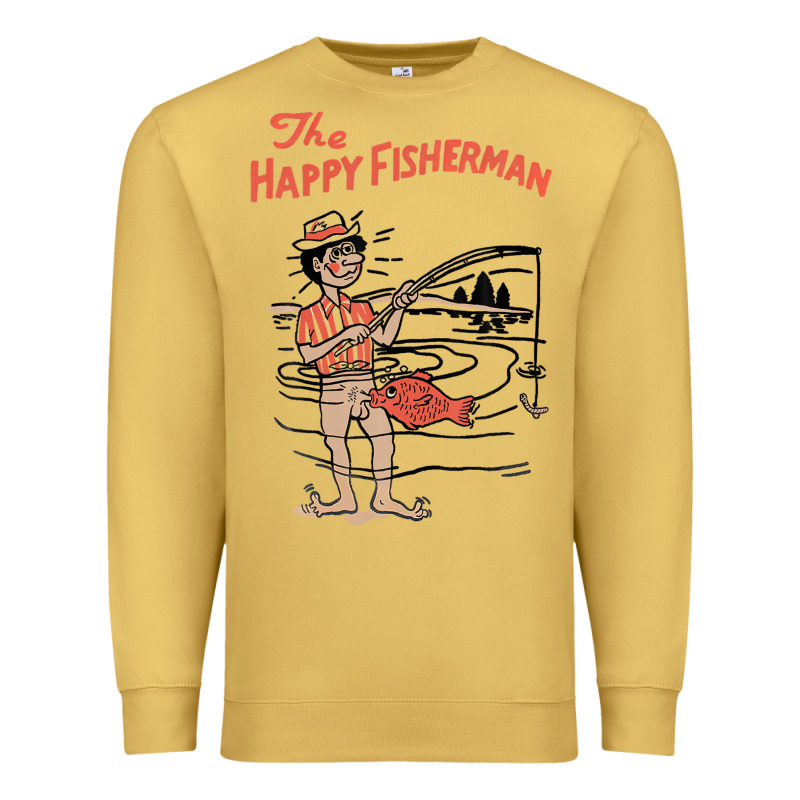Vintage The Happy Fisherman 2022 Fishing Mens Kids Premium Sweatshirt by minhPixels | Teevron