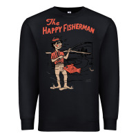 Black Vintage The Happy Fisherman 2022 Fishing Mens Kids Premium Sweatshirt - minhPixels