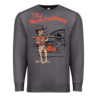 Charcoal Heather Vintage The Happy Fisherman 2022 Fishing Mens Kids Premium Sweatshirt - minhPixels