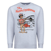 Heather Grey Vintage The Happy Fisherman 2022 Fishing Mens Kids Premium Sweatshirt - minhPixels
