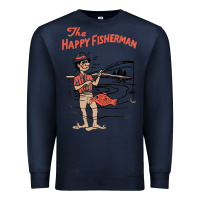 Navy Vintage The Happy Fisherman 2022 Fishing Mens Kids Premium Sweatshirt - minhPixels